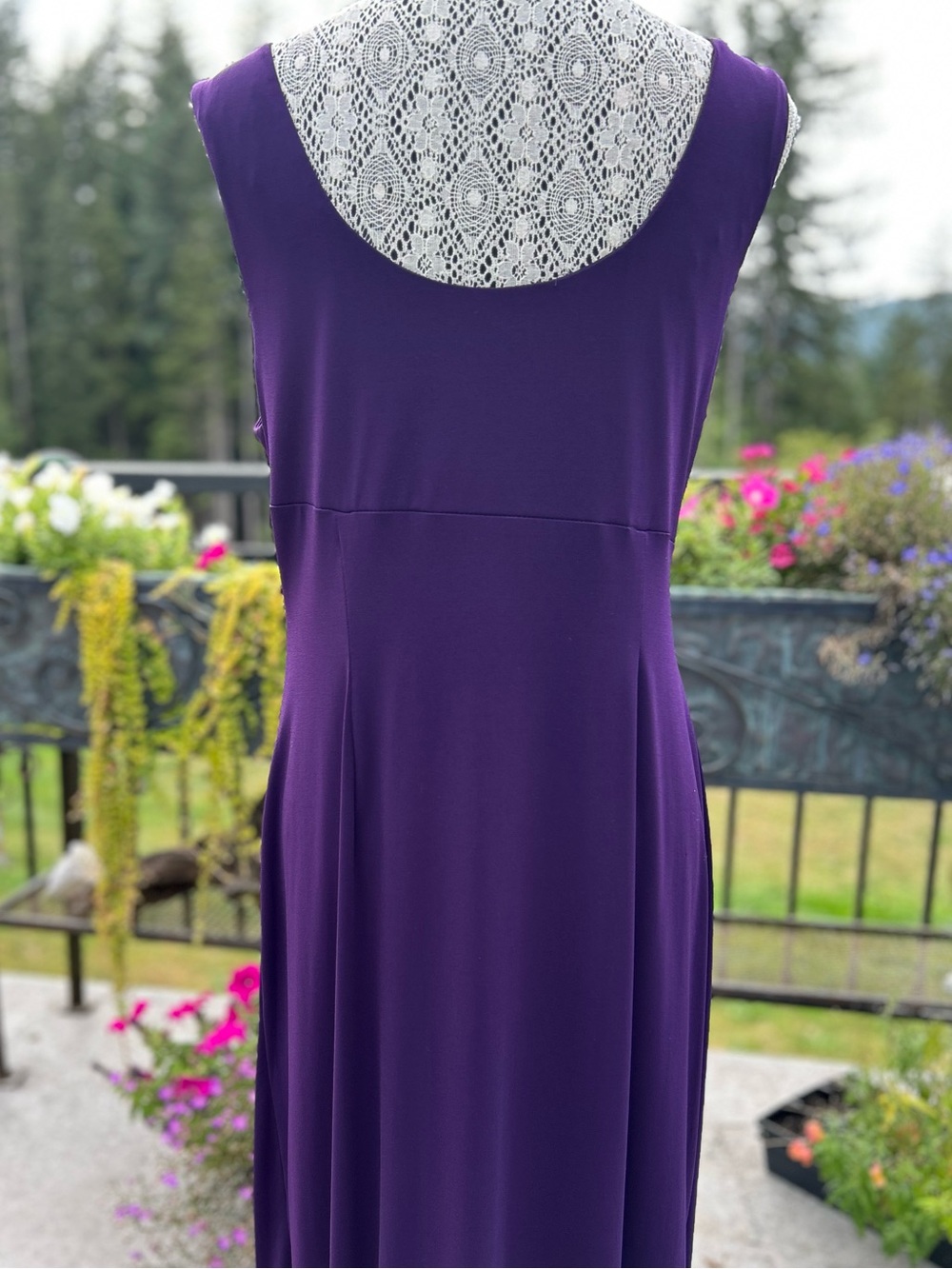 Purple Sleeveless Ruched Maxi Dress - Picture 4 of 8